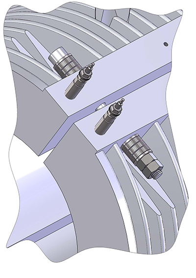 Résistances surmoulées Exemple 3 Ressorts à disque des deux côtés, angles de serrage moulés